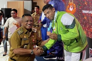 Babinsa Koramil 1001-03/Awayan Sumbang Medali Perunggu untuk Balangan di Porprov Kalsel 2025