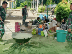 Koramil 1001-03/Awayan Dirikan Dapur Umum untuk Korban Banjir Tebing Tinggi Balangan