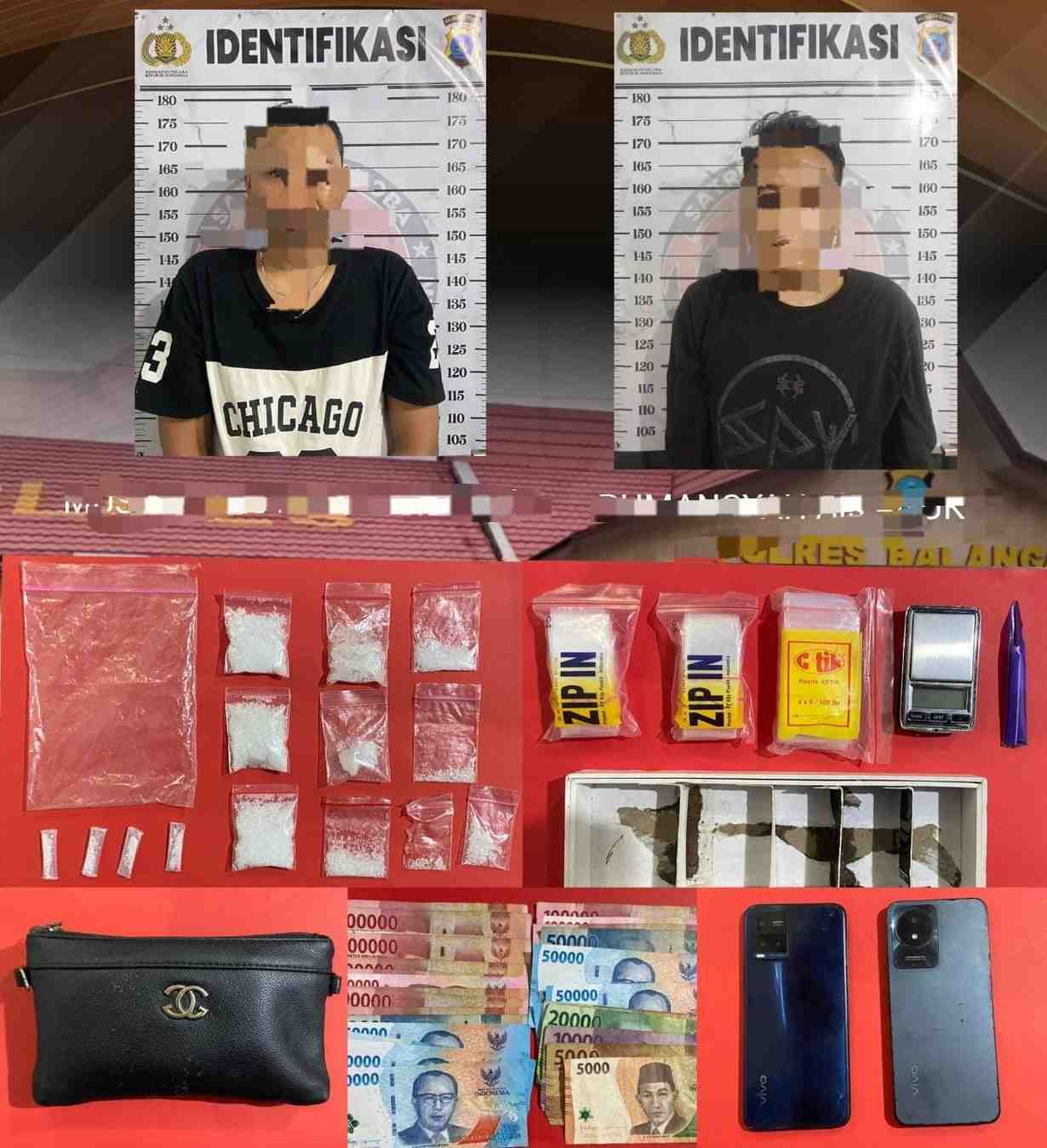 Satresnarkoba Polres Balangan Kejar Pengedar Sabu hingga ke HST, Dua Pria Diamankan dengan Barbuk 22,92 Gram Siap Edar